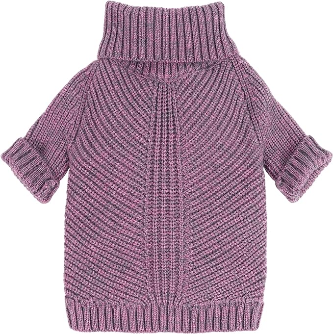 Fitwarm Thermal Knitted Dog Sweater Doggy Winter Coat Pet Clothes Doggie Turtleneck Jacket Puppy Outfits Cat Sweatsuit Lavender Purple Small