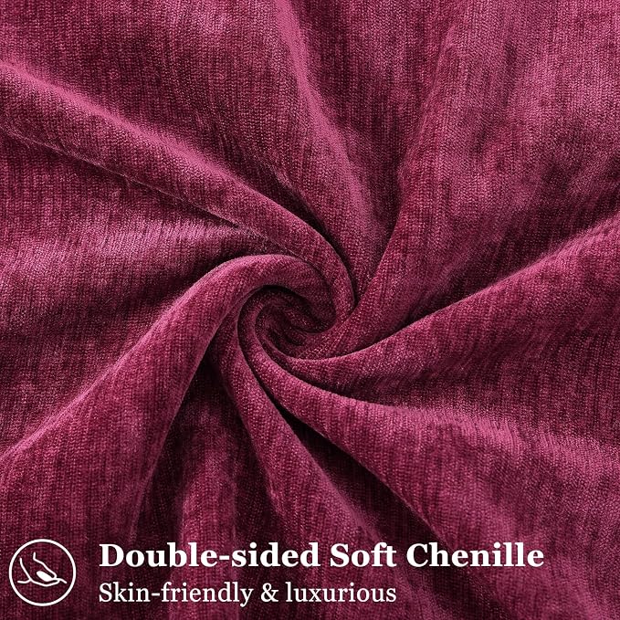 decorUhome Chenille Rhododendron Throw Pillow Covers 16x16 Set of 2 | Fall Soft Couch Decorative Modern Velvet Pillow Cases with Elegant Design for Sofa Bed Living Room Home Decor