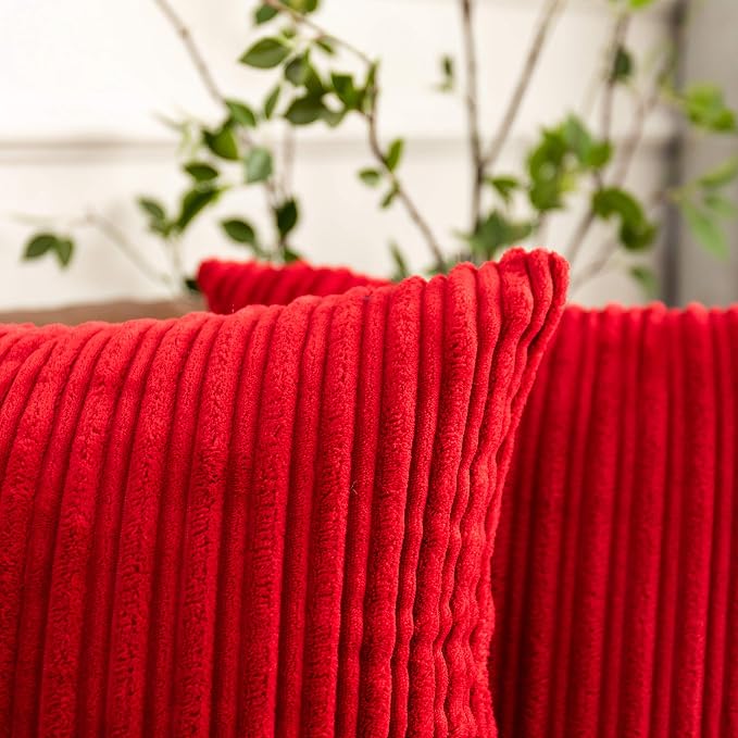 UGS UGASA Velvet Soft Soild Christmas Decorative Pillow Covers for Livingroom/Couch, 26"x26"(66x66cm), 1 Pc, Burgundy