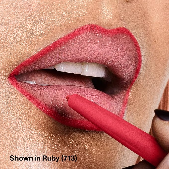 Revlon Colorstay Lip Liner Makeup with Built-In Sharpener, Longwear Rich Colors, Stocking Stuffer for Women, 713 Ruby, 0.01 oz