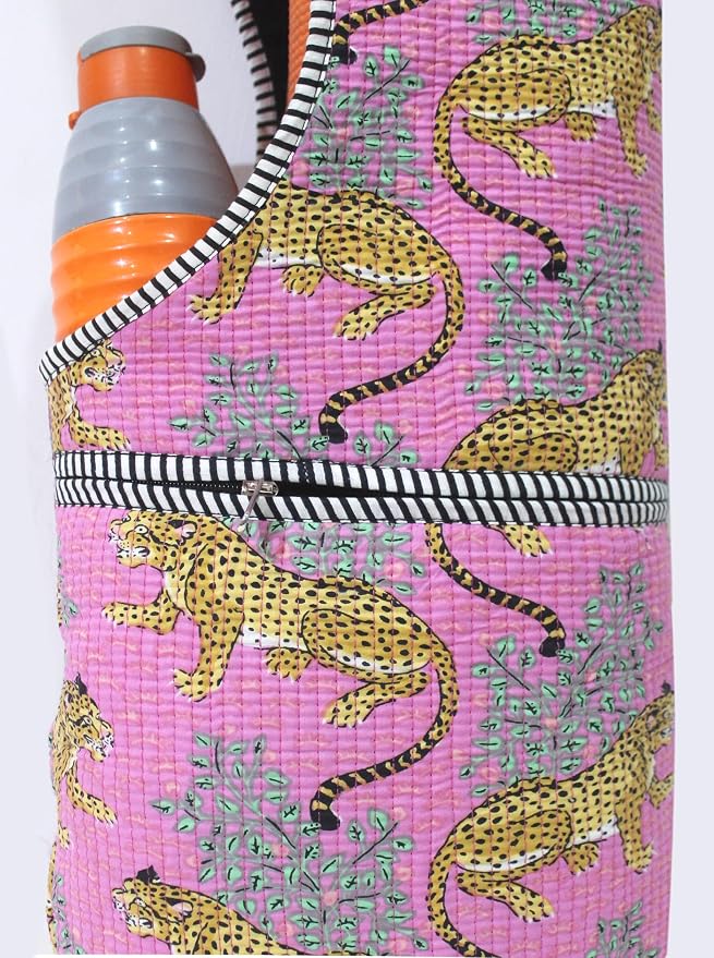 INDIAN CRAFT CASTLE Yoga Mat Bag | Tote Mat Bag | Sling Yoga Tote w/Large Side Pocket & Zipper Pocket | Yoga Mat Carrier Fits Most Size Mats