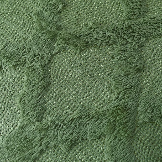 Set of 2 Soft Moroccan Throw Pillow Covers 22x22 Inch Plush Boho Decorative Pillow Cover Accent Cushion Case for Couch Sofa Bed, Olive Green