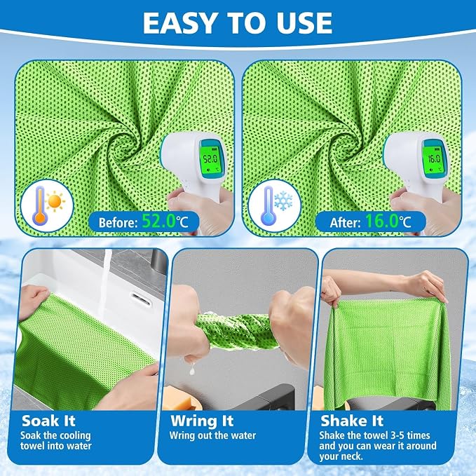 24 Pack Cooling Towels Bulk for Neck and Face 40"x12" Ice Cooling Sweat Rags Microfiber Soft Breathable Soft Chilly Towel for Yoga Golf Sport Running