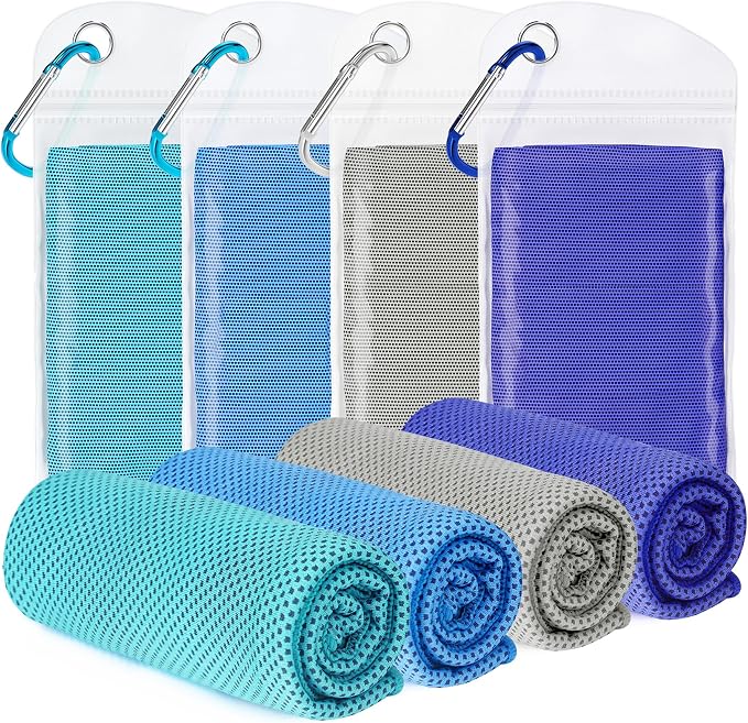 Amgico 4 Pack Cooling Towel for Neck and face(40"x12"), Cooling Neck Wraps, Quick Dry Towels, Ice Towel for Gym, Yoga, Running, Workout