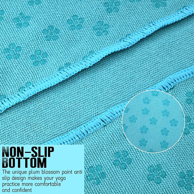 3 Pack Hot Yoga Towels with Plum Blossom Grip Dots, Non Slip Yoga Mat Towel, Super Absorbent Soft Suede Microfiber Mat Cover for Hot Yoga, Pilates, Bikram & Workout, 24" x 72", 1Lavender,1 Grey&1 Blue