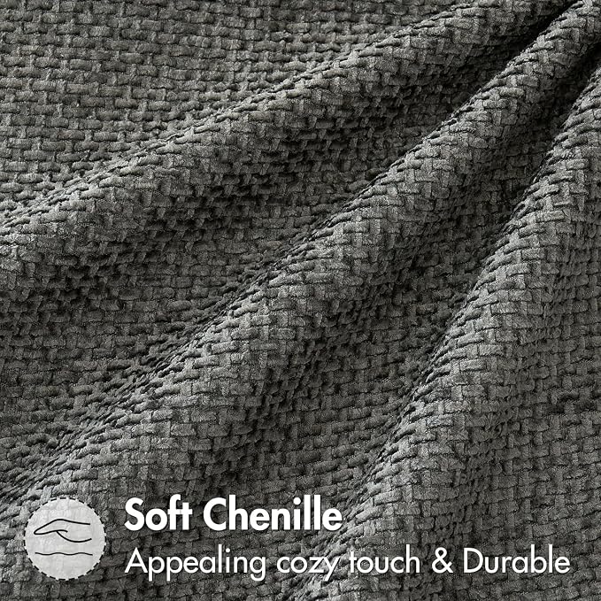 MIULEE Decorative Couch Throw Pillow Covers 20x20 Inch Dark Gray 2 Pack | Modern Boho Accent, Soft Chenille Pillow Covers, Farmhouse Cushion Cases for Home Decor Bed Sofa Living Room