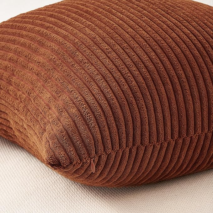 Topfinel Yellow Brown Throw Pillow Covers Rustic Modern Soft Corduroy Striped Decorative Cushion Cover 16x16 Inch Gradient Farmhouse Pillow Case Set of 4 for Sofa Couch Living Room Bedroom