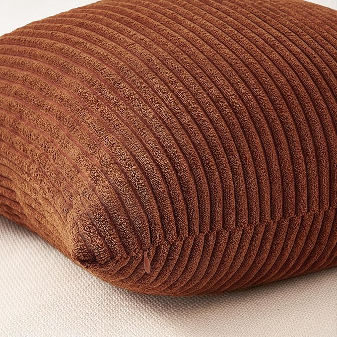 Topfinel 24x24 Inch Pillow Covers Set of 4 Yellow Brown Gradient Farmhouse Pillow Case Rustic Modern Soft Corduroy Striped Decorative Cushion Cover for Sofa Couch Living Room Bedroom