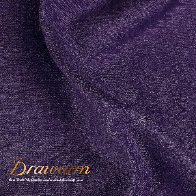 BRAWARM Throw Pillow Covers 22x22 Inches - Purple Chenille Pillow Covers Pack of 2, Solid Dyed Soft Chenille Pillow Cases for Couch Sofa Bed Home Decoration