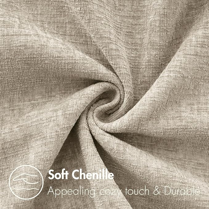MIULEE Soft Chenille Throw Pillow Covers Light Taupe 20x20 Inch Pack of 2 | Modern Home Decor, Classic Decorative Pillows, Solid Dyed Cases, Boho Couch Cushion Covers for Sofa Bed Living Room