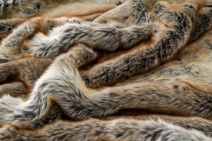 BATTILO Large Brown Faux Fur Throw Blanket for Bed, 60"x80", Shaggy | Super Thick Warm Elegant Cozy Plush Furry Fuzzy Fluffy Faux Fur Blankets for Couch, Sofa, Living Room, Home Decor
