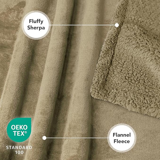 PetAmi Waterproof Dog Blanket for Large Dog Pet, 90x90 Queen, Taupe Sherpa | 460 GSM Sherpa Fleece Reversible, Pee Proof Cat Blanket, Furniture Protector Cover for Bed Sofa Kennel, Washable, Queen Size