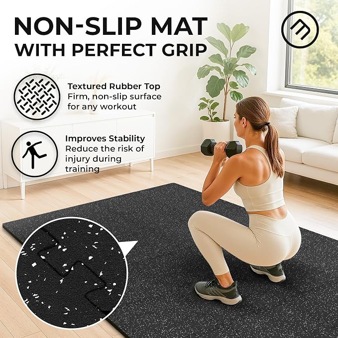 bemaxx Gym Mats Set - 54 pcs EVA Interlocking Foam Floor Tiles (12.6"x12.6"x0.4") 54sqft Protective Gym Flooring Sports Home Workout Exercise Mats Puzzle Garage Fitness Play-Room Pool Treadmill Bike