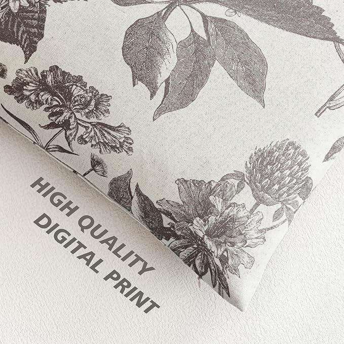 Foindtower Set of 2 Linen Floral Vintage Throw Pillow Covers Neutral Accent Decorative Cushion Covers Farmhouse Boho Home Decor for Sofa Chair Couch Bedroom Living Room,20×20 Inch,Light Gray
