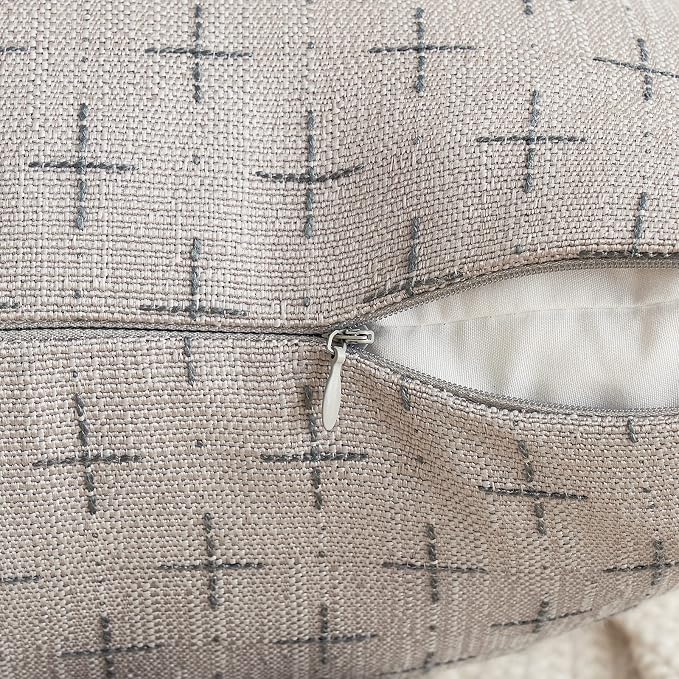 MIULEE Pack of 2 Decorative Burlap Linen Throw Pillow Covers Modern Farmhouse Pillowcase Rustic Woven Textured Cushion Cover for Sofa Couch Bed 24x24 Inch Light Grey