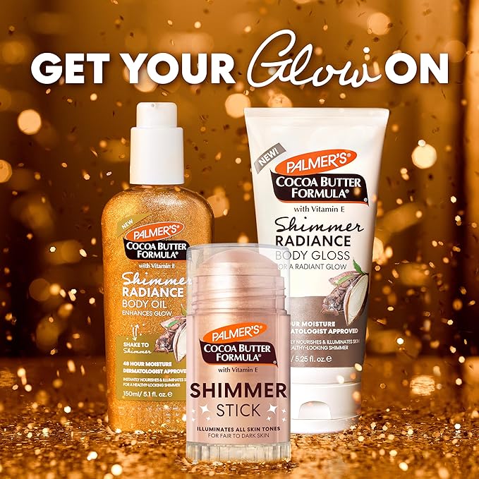 Palmer's Cocoa Butter Formula Body Shimmer Stick with Vitamin E, 1 Oz, Radiant Highlighter Makeup for Body Glow, Provides 48-Hour Moisture, All Skin Tones & Types, Dermatologist Approved