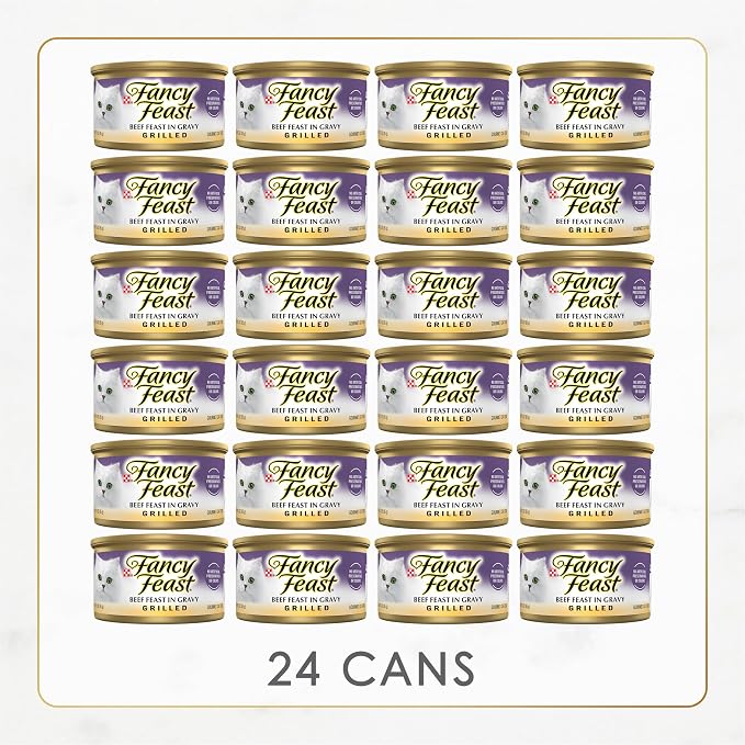 Purina Fancy Feast Grilled Wet Cat Food Beef Feast in Wet Cat Food Gravy - (Pack of 24) 3 oz. Cans