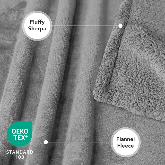 PetAmi Waterproof Dog Blanket for Large Dog Cat Pet, 60x80, Light Grey | 460 GSM Sherpa Fleece Reversible, Pee Proof, Furniture Protector Cover for Couch Sofa Bed Kennel, Washable, Extra Large