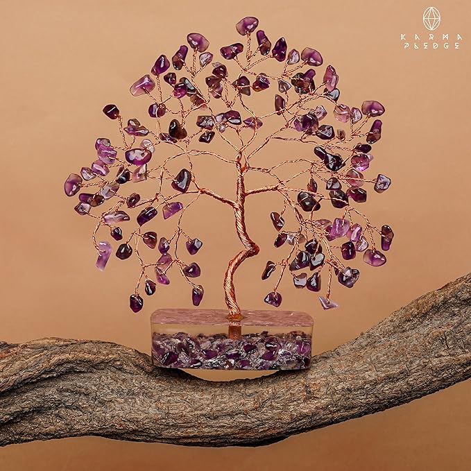 Amethyst Crystal Tree of Life Birthday Gifts for Women, Men, Friends, Handmade Chakra Healing Crystals Tree for Home Office Decor, Positivity, Good Luck, Money, Unique Gifts for Her Sister, Mom, Dad