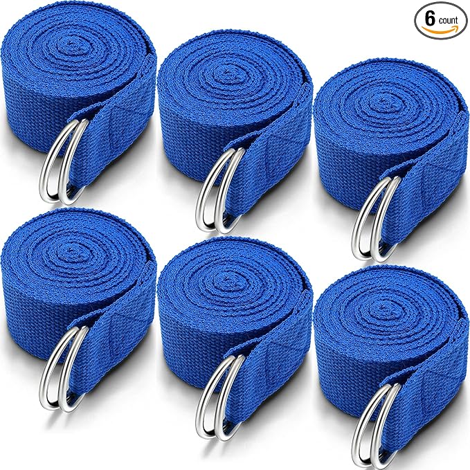 6 Pcs Yoga Strap for Stretching 8 ft Yoga Exercise Adjustable Straps Bands with Safe D Ring Buckle for Pilates, Gym Workouts, Fitness, Physical Exercise, Dance, Improve Flexibility