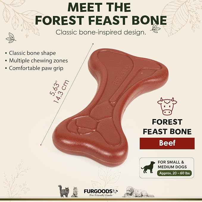 FURBONE Forest Feast Beef Flavored Nylon Dog Chew Bone, Small Medium Breeds