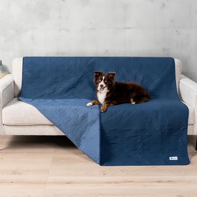 PetAmi Waterproof Couch Cover for Dog Non-Slip Bed Sofa Blanket, 52x82 Blue | Leakproof Furniture Protector for Pet Cat, Machine Washable Pee Proof Mat for Chair Car Seat, Durable & Anti Slip Backing