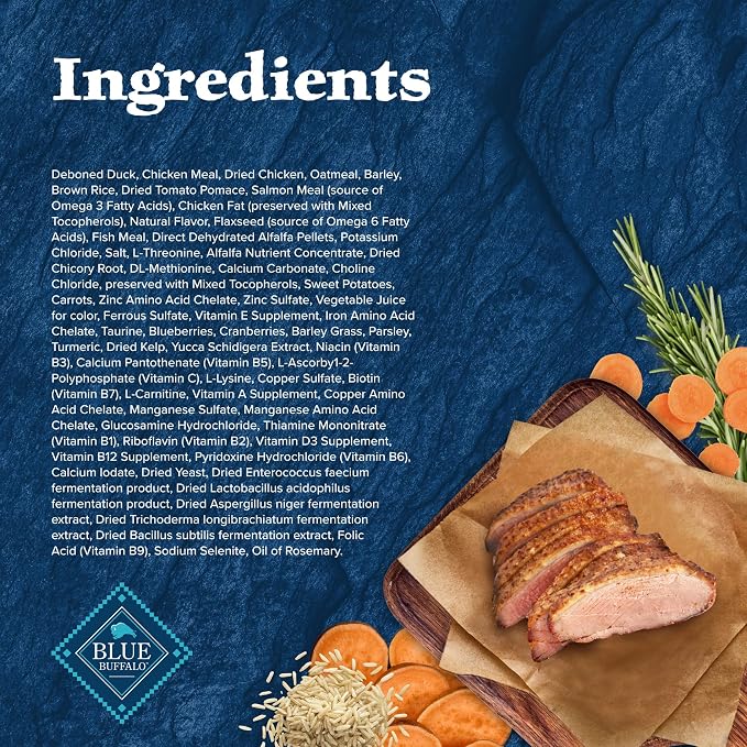 Blue Buffalo Wilderness Duck & Wholesome Grains Adult Dry Dog Food, 24 lb | 39g Protein, Real Duck #1 Ingredient, Antioxidant-Rich Fruits & Veggies, High Protein to Fuel Adventures