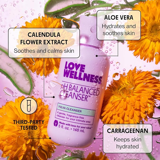 Love Wellness pH Balanced Cleanser | Feminine Vaginal Wash | Fragrance-Free | Vaginal Cleanser for Balanced pH, Intimate Health & Hygiene | Non-Irritating with Aloe Vera for Sensitive Skin | 5 Fl Oz