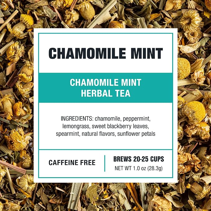Tiesta Tea - Chamomile Mint, Loose Leaf, Chamomile Mint Herbal Tea, Premium Blend, Caffeine-Free Herbal Drink, Makes Hot or Iced & Up to 25 Cups, 1oz Resealable Pouch