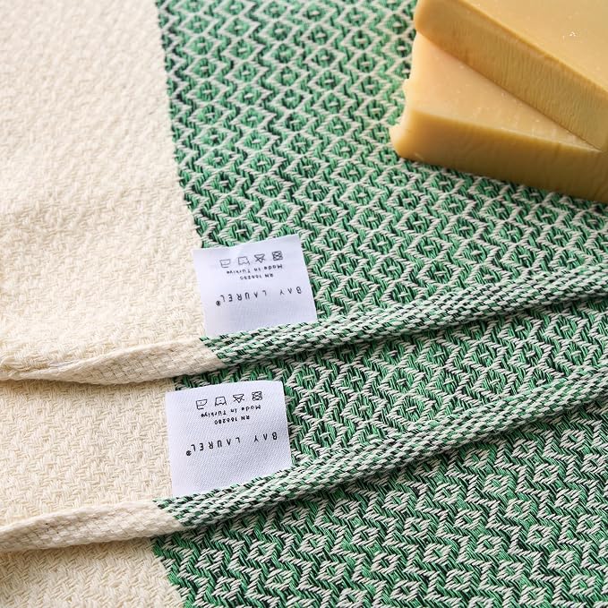 BAY LAUREL Turkish Hand Towel – Pack of 2 | Soft & Absorbent Decorative Towels for Bathroom, Hand, Face, Hair, Gym, Yoga, SPA, Kitchen & Tea | Boho Decor (Army Green, Diamond 16x40 Inches (Set of 2)