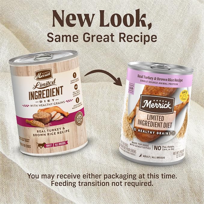 Merrick Limited Ingredient Diet with Healthy Grains Canned Wet Dog Food Turkey & Brown Rice Recipe - 12.7 oz Can