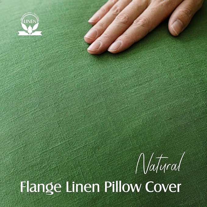 Foindtower Pack of 2, Decorative Linen Solid Throw Pillow Covers Soft Accent Euro Cushion Case Boho Farmhouse Pillowcase for Chair Couch Sofa Bedroom Living Room Home Decor 24 x 24 Inch Forest Green