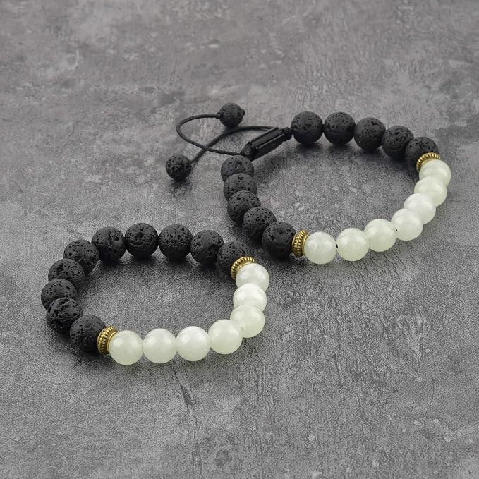 Aqua Glowing Stone & Lava Rock Beaded Adjustable Bracelet for Women & Kids Essential Oil Diffuser for Aromatherapy Ideal for Anti-Stress Anti-Anxiety (Upgraded Adjustable Anti-Loose System)