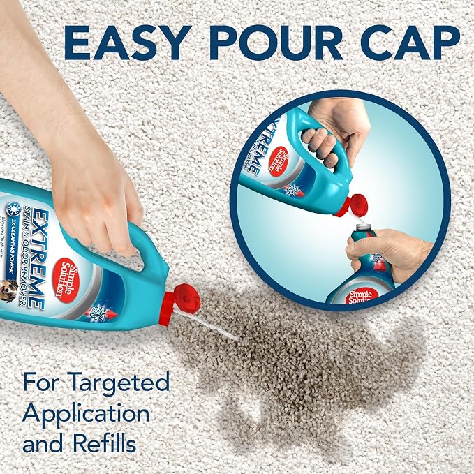 Simple Solution Extreme Stain & Odor Remover, Enzyme Stain Cleaner, Gallon | Dog Stain & Odor Remover, Pet Urine Enzyme Cleaner, Dog Urine Carpet Cleaner, Carpet Spray Cleaner, Pet Odor Eliminator