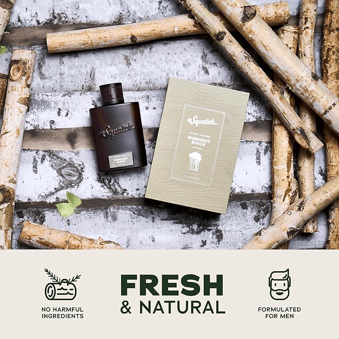 Dr. Squatch Natural Cologne for Men - Scent-Lock Technology and Sustainably-Sourced Ingredients - Midnight Birch Cologne (1.7 fl oz)