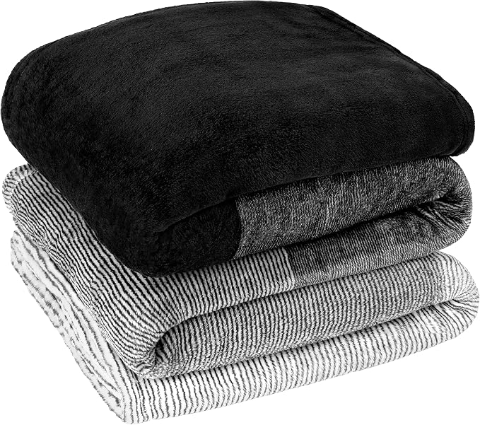 PAVILIA Black Ombre Fleece Throw Blanket for Couch Sofa Bed, 60x80 Twin | Gradient, Soft Plush Flannel Fleece, Lightweight Accent Blanket, Warm All Season, Machine Washable, Cozy Decor Gift