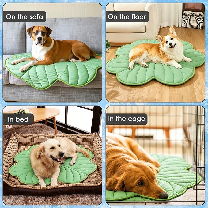 Cooling Mat for Dogs, Dog Cooling Pad Bed, Q-MAX>0.45- Lightweight, Durable & Breathable Pet Throw for Sofa, Car and Furniture Protector, Reversible Design, 40"x40", Four-Leaved Clover