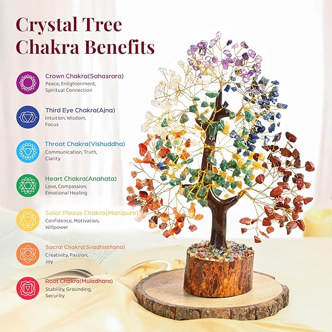 valentines day gifts 7 Chakra Healing Crystal Tree of Life, Feng Shui Crystal Tree for Good Luck, Helps in Positive Energy Reiki Healing Gifts for Women and Mom Birthday house warming gifts new home