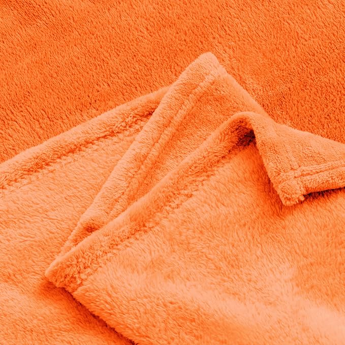 BEDELITE Fleece Blanket Soft Fall Queen Size Bed Blanket Orange 90"x90" | Ultra Soft Fleece, Plush Microfiber, Lightweight Warmth, Fall Decor, Fade Resistant, Machine Washable,Perfect for Bed