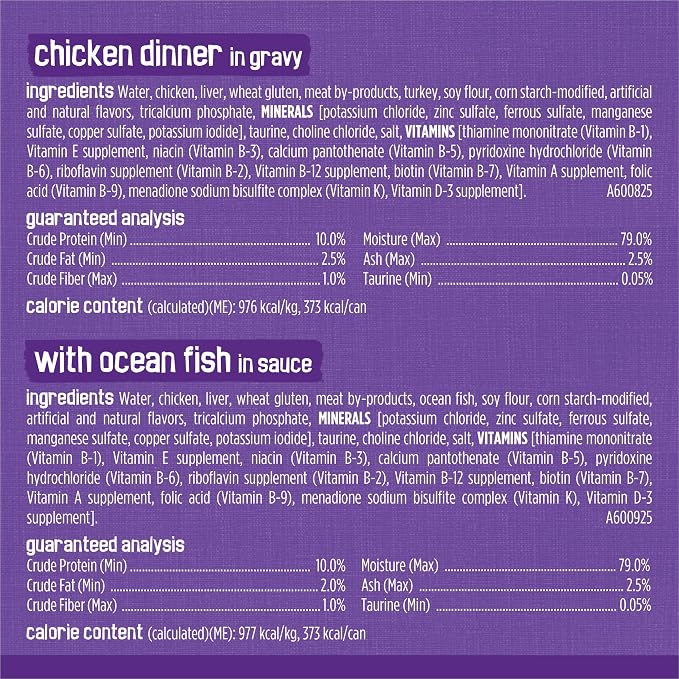 Purina Friskies Meaty Bits with Ocean Fish and Chicken Dinner in Gravy Multi Cat Wet Cat Food Variety Pack - 13.5 Ounces (Pack of 12)