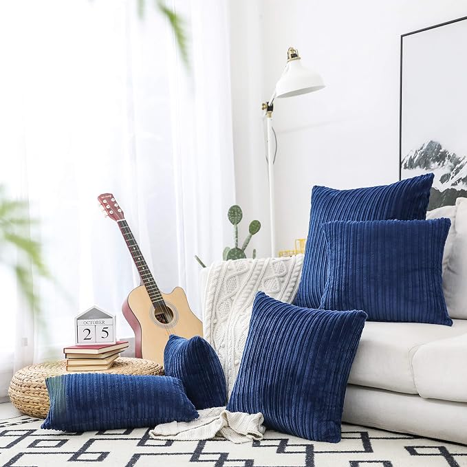UGS UGASA Pack of 2, Velvet Soft Solid Decorative Throw Pillow Covers Set Cushion Cases Pillowcases for Livingroom/Couch, 18"x18"(45x45cm), Navy Blue