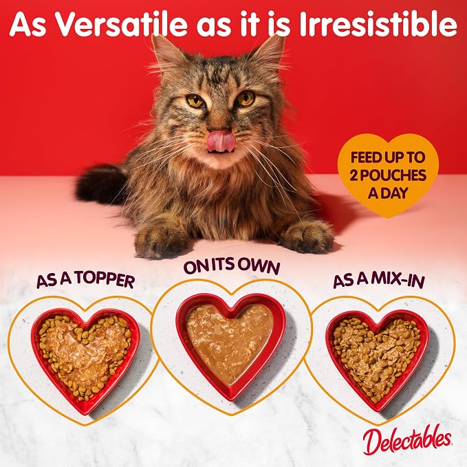 Delectables Lickable Treat Stew Chicken & Tuna, Food Topper, Hydrating, Grain-Free, No Fillers, No by-Products, No Added Preservatives, 1.4oz Pouch, 30 Count