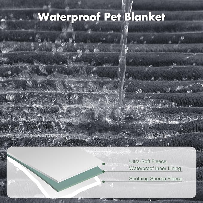 Waterproof Puppy Blankets for Small Dogs - Cozy Fleece Calming Cat Blanket for Couch Furniture Protector, Washable Dog Blankets for Indoors & Outdoors, Grey, 25"x35"