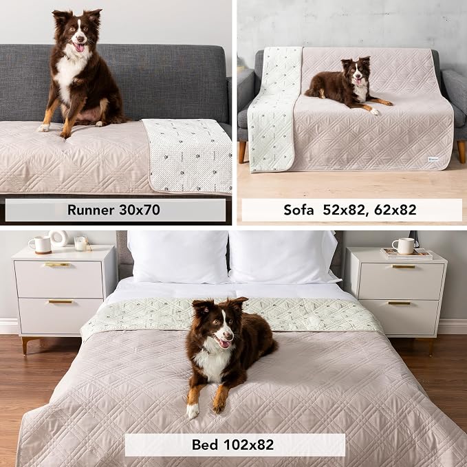 PetAmi Waterproof Couch Cover for Dog Nonslip Bed Sofa Blanket, 52x82 Beige | Leakproof Furniture Protector for Pet Cat, Machine Washable Pee Proof Mat for Chair Car Seat, Durable & Anti Slip Backing