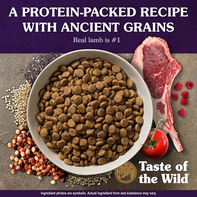 Taste of the Wild Ancient Mountain Dry Dog Food, Roasted Lamb, 14lb | Puppy, Adult & Senior Dogs | Real Lamb & Ancient Grains | Nutrient Dense to Help Support Peak Health |Guaranteed Probiotics