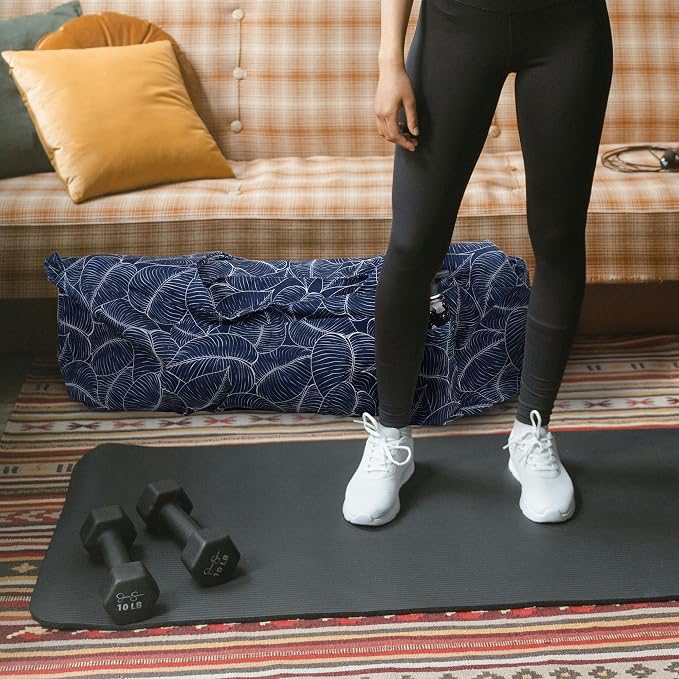 Large Yoga Mat Bag Yoga Bags and Carriers Fits All You Stuff Yoga Tote Bag with Yoga Mat Strap, Elastic Pockets and Zipper Pockets