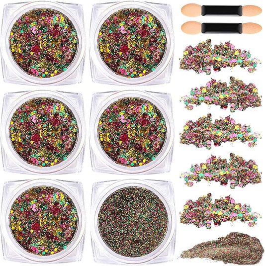 Teenitor Body Glitter Face Glitter for Halloween Makeup, Gold Purple Green Mixed Festival Glitter, Hair Glitter Gel for Halloween Rave Festival, Mardi Gras Glitter for Women Kids