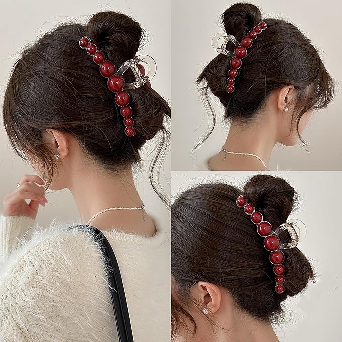 Hair Claw Clips for Women, Large Plastic Vintage Hair Claw Jaw Clip, Non-Slip Strong Hold Elegant Acrylic Ornaments Clasps Styling Clamps Accessories for Lady Thin, Thick Hair (2 Pack)