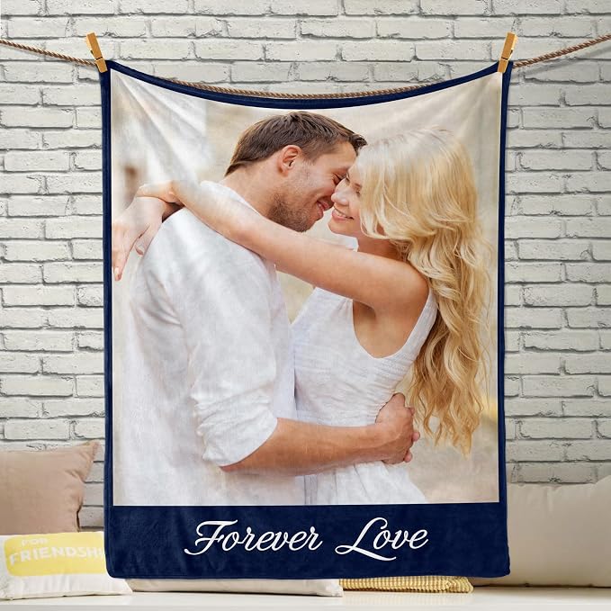 Personalized Blanket Gifts for Mom, Custom Blanket with Photos Text | Personalized Mothers day Fathers Day Christmas Anniversary Birthday for Women Men Her Him Mom Dad Couple Girlfriend Boyfriend