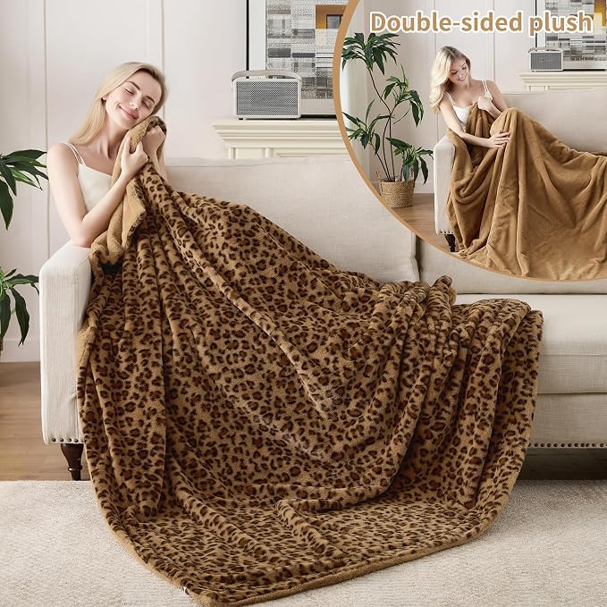 GALMAXS7 Cheetah Print Throw Blanket, Double-Sided Plush Faux Fur, 50"x60" | 500GSM Faux Fur,Double-Sided Leopard Design,Ultra Soft Plush Feel,All Season Cozy Blanket,No Shedding,Machine Washable
